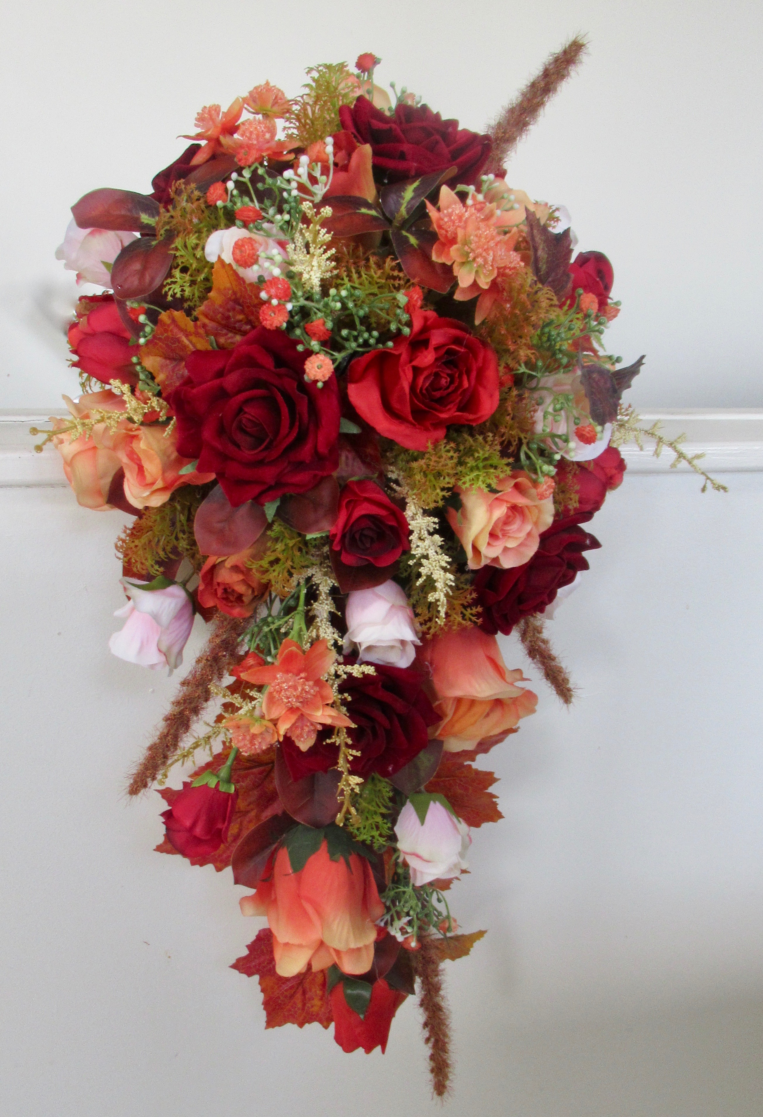 Autumn Inspired Wedding Flowers, Burnt Orange and Deep Red Wedding Flowers